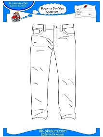 Çocuklar İçin Pantolon Boyama Sayfaları 